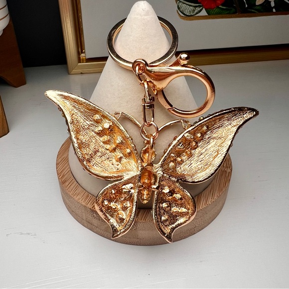 Butterfly Keychain Bag charm Multicolor Rhinestone Fairycore Whimsical Fantasy - Picture 3 of 3